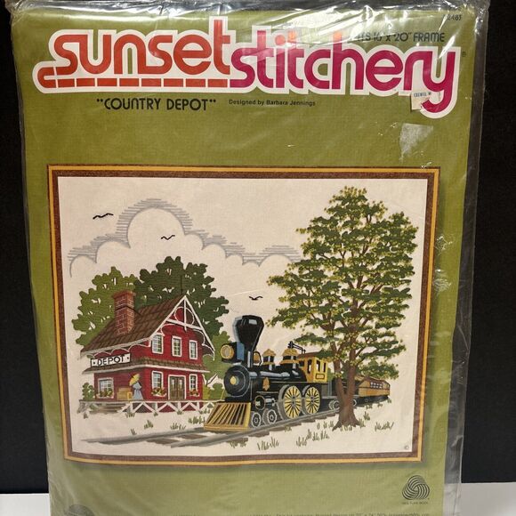 Vintage Sunset Stitchery Kit  Country Depot Needlepoint  Embroidery Sealed 2483 - Picture 1 of 6